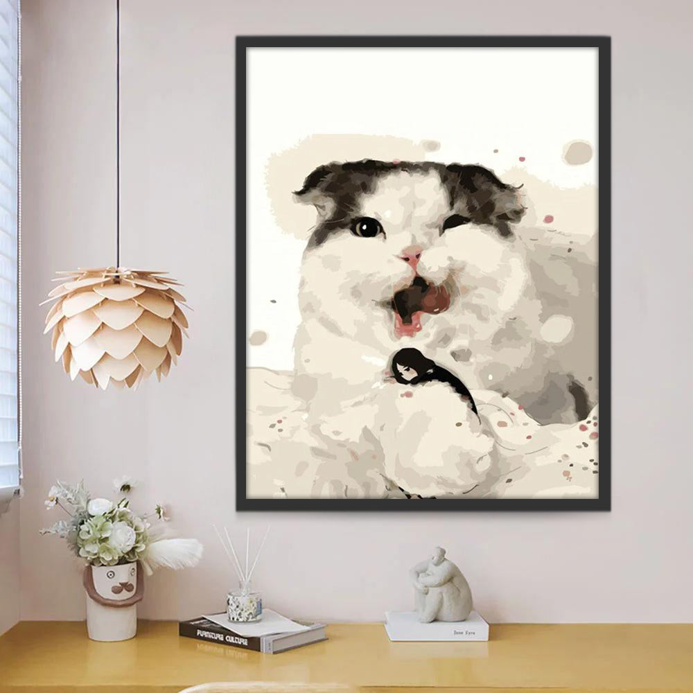Chat Blanc et Noir Peinture par Numéros