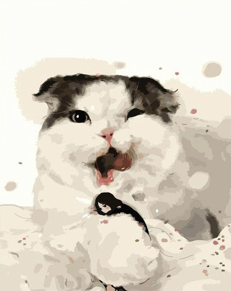 Chat Blanc et Noir Peinture par Numéros