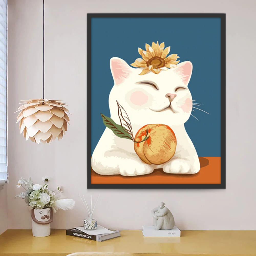Chat Blanc et Pêche Peinture par Numéros