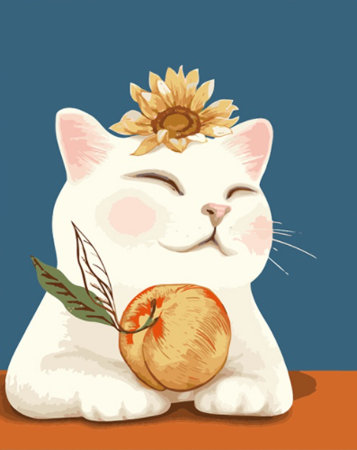 Chat Blanc et Pêche Peinture par Numéros