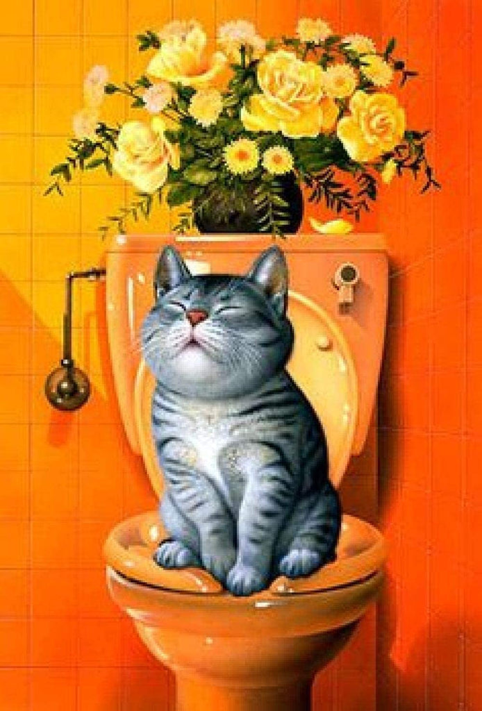 Chat dans la Toilette Peinture par Numéros