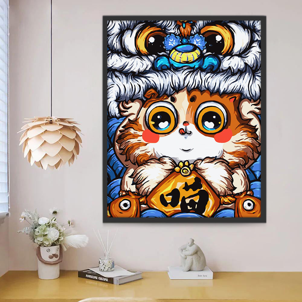 Chat de Nouvel An Chinois Peinture par Numéros