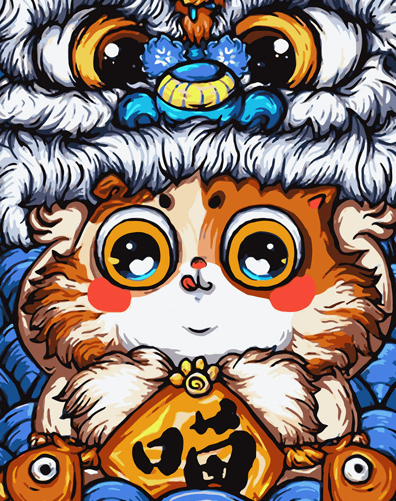 Chat de Nouvel An Chinois Peinture par Numéros
