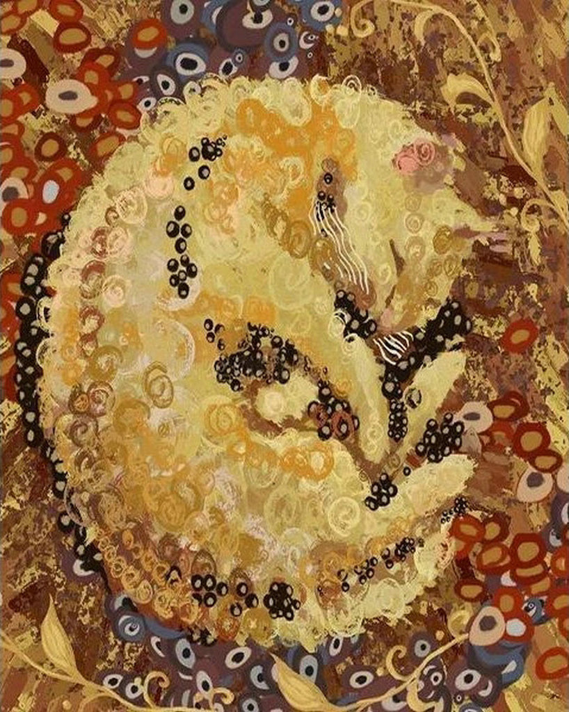 Chat Dormant Enroulé en Boule Peinture par Numéros