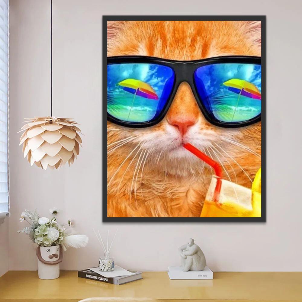 Chat en Vacances Peinture par Numéros