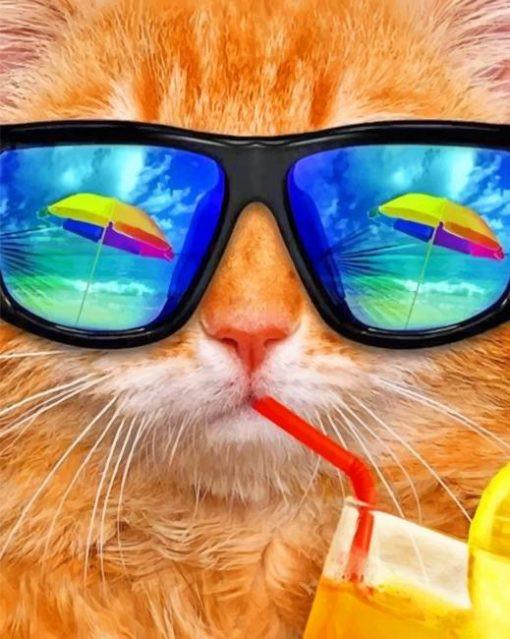 Chat en Vacances Peinture par Numéros