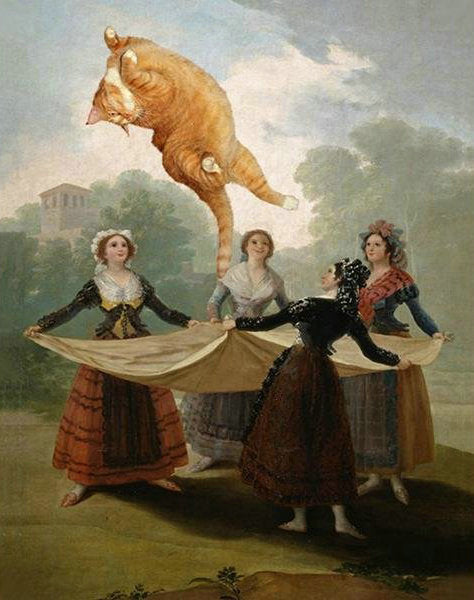 Chat Enorme et Femmes Peinture par Numéros