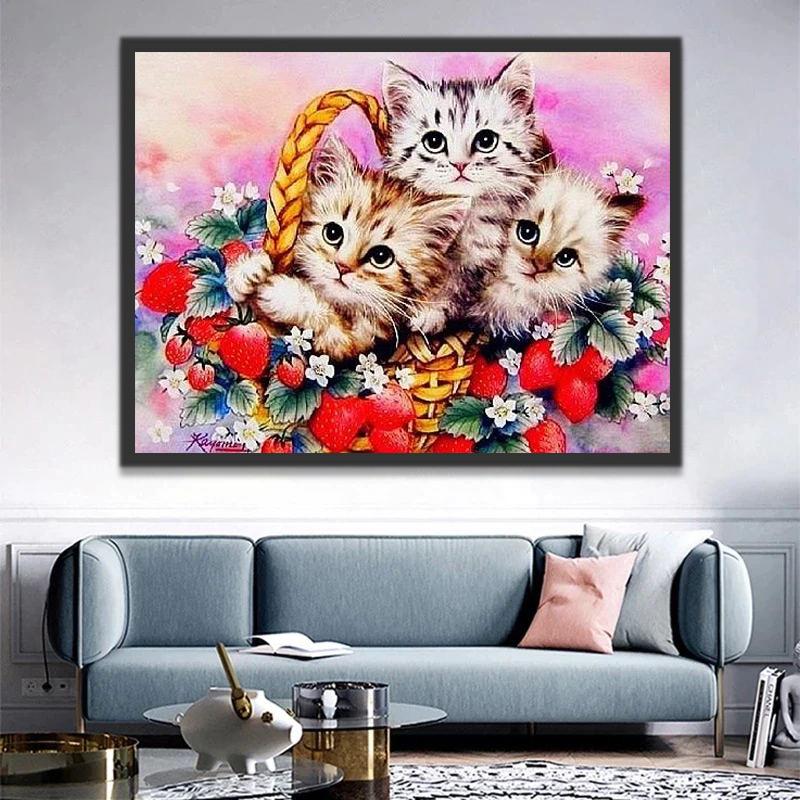 Chat et Fruits Bleus Peinture par Numéros