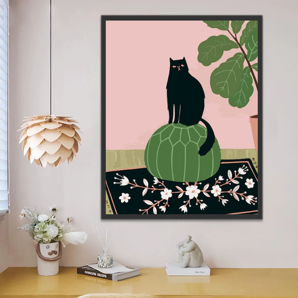 Chat et Plantes Enfants Peinture par Numéros