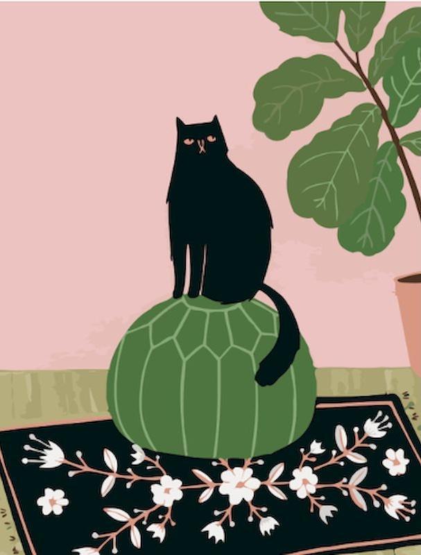 Chat et Plantes Enfants Peinture par Numéros