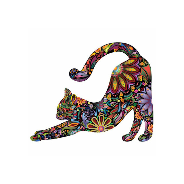 Chat Fleuri S'Etirant Peinture par Numéros