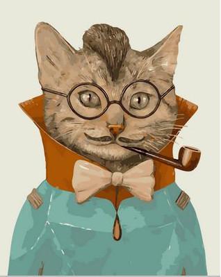 Chat Fumant la Pipe Peinture par Numéros