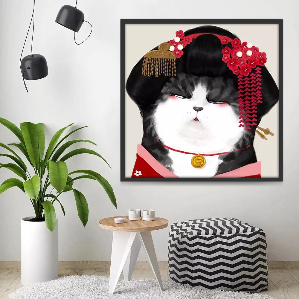 Chat Geisha Peinture par Numéros