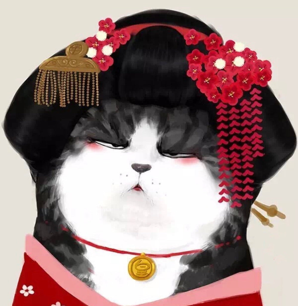Chat Geisha Peinture par Numéros
