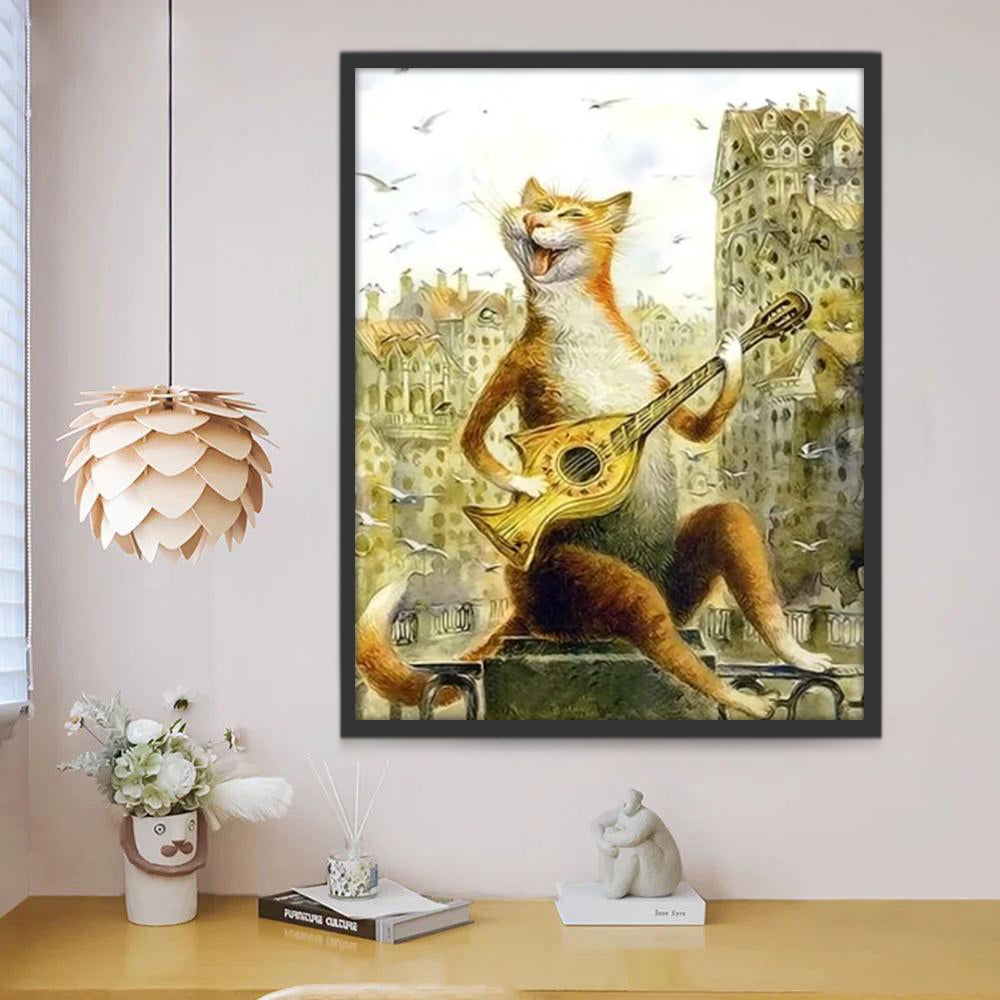Chat Jouant de la Guitare et Chantant Peinture par Numéros