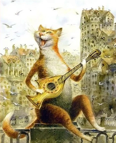 Chat Jouant de la Guitare et Chantant Peinture par Numéros