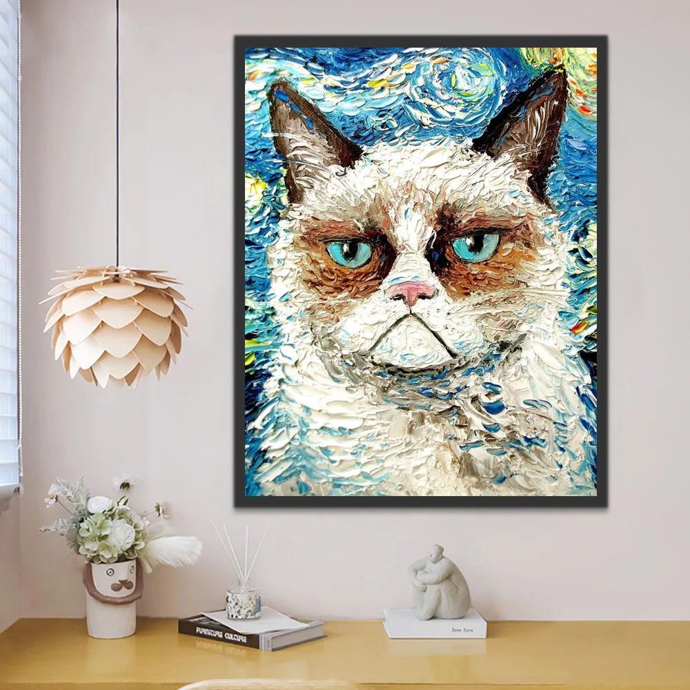 Chat Malheureux Peinture par Numéros