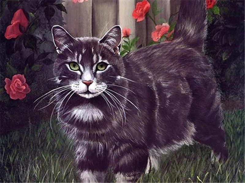 Chat Noir avec des Yeux Verts Dégageant de la Prestance Peinture par Numéros