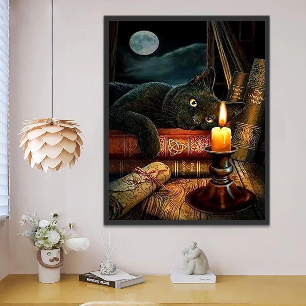 Chat Noir de la Nuit Peinture par Numéros