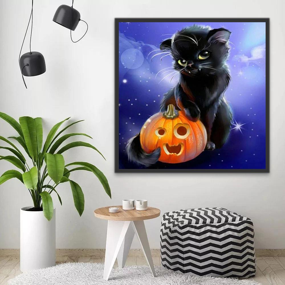Chat Noir d'Halloween Intelligent Peinture par Numéros