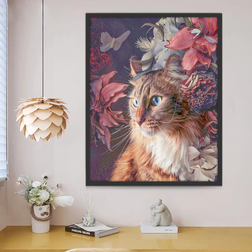 Chat Orange à Poil Long Elégant Peinture par Numéros