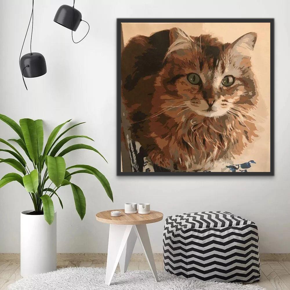 Chat Orange à Poil Long Peinture par Numéros