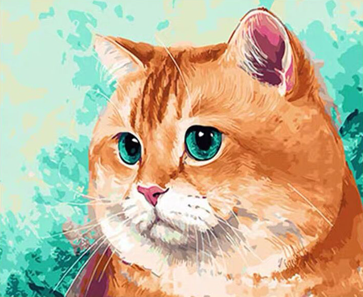 Chat Roux avec le Visage Rond Peinture par Numéros