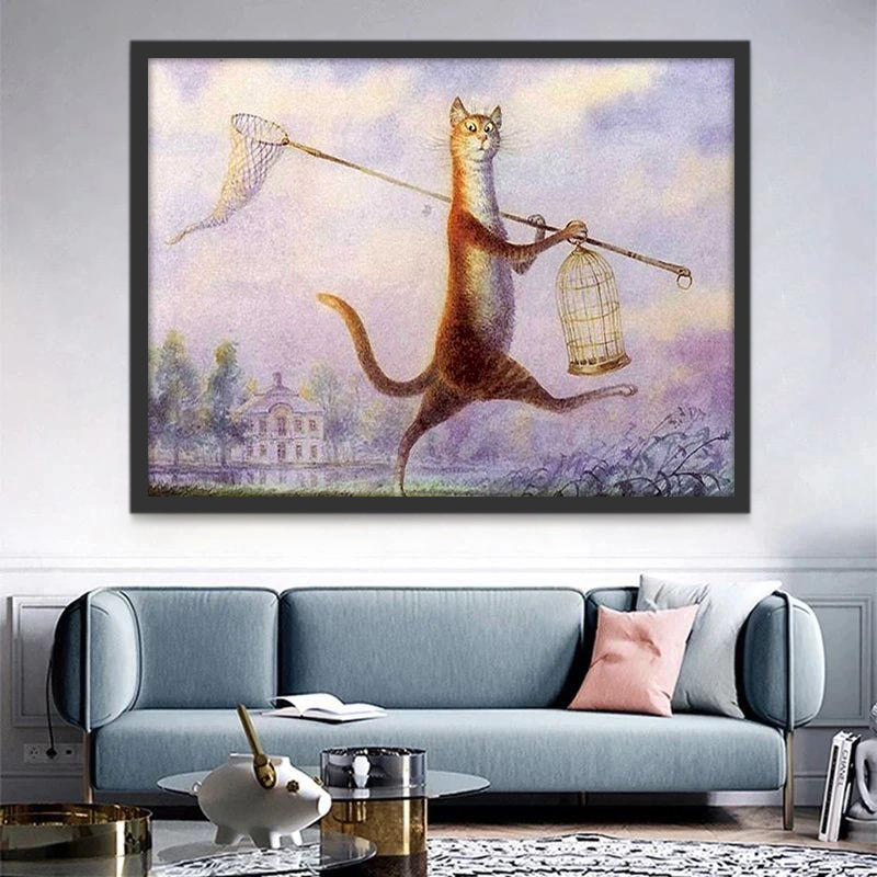 Chat Roux et Cages Peinture par Numéros