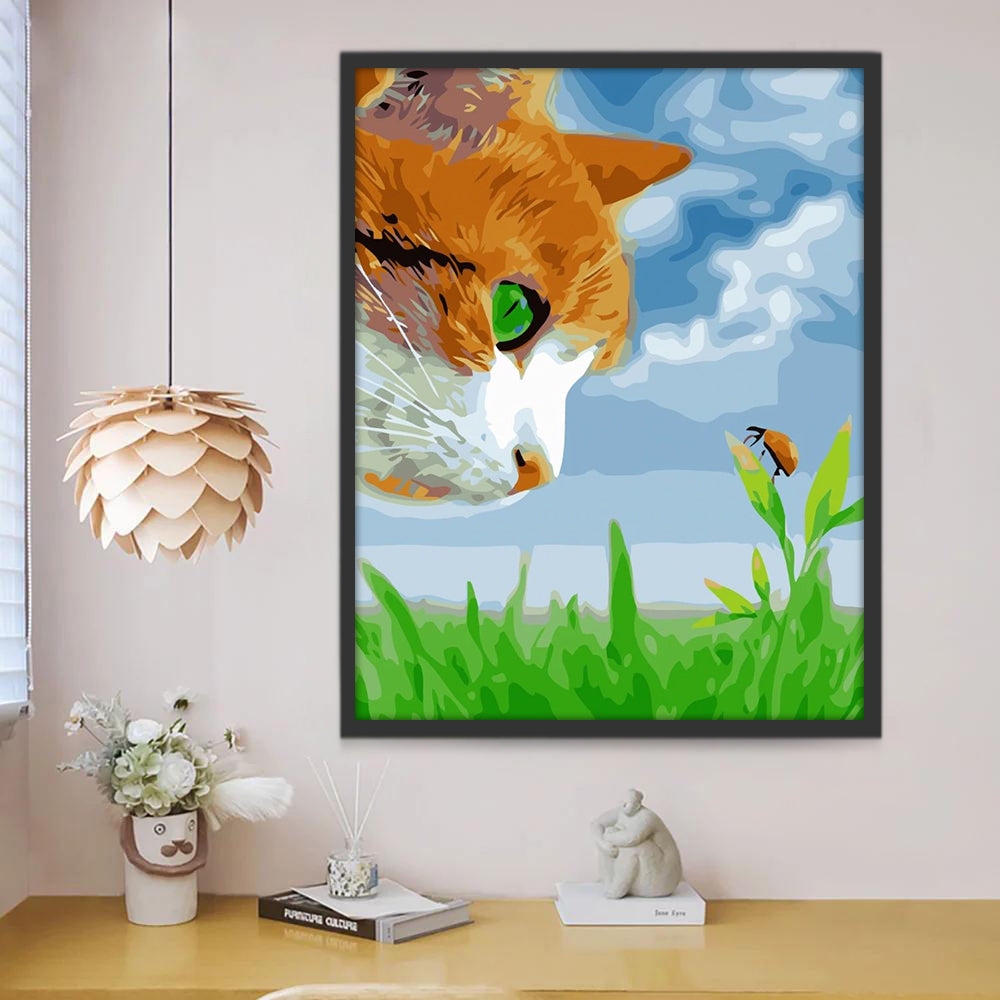 Chat Roux et Coccinelle Peinture par Numéros