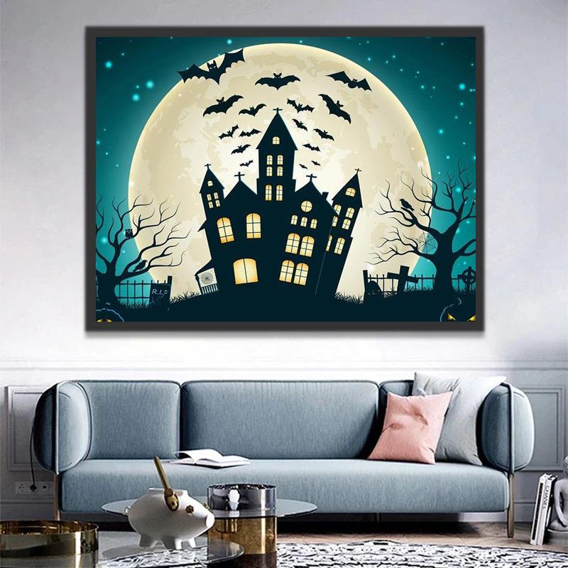 Château et Chauves-souris Peinture par Numéros