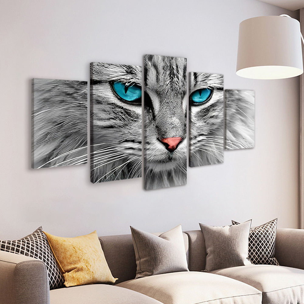 Chaton Argenté aux Yeux Bleus 5 Partie Peinture par Numéros