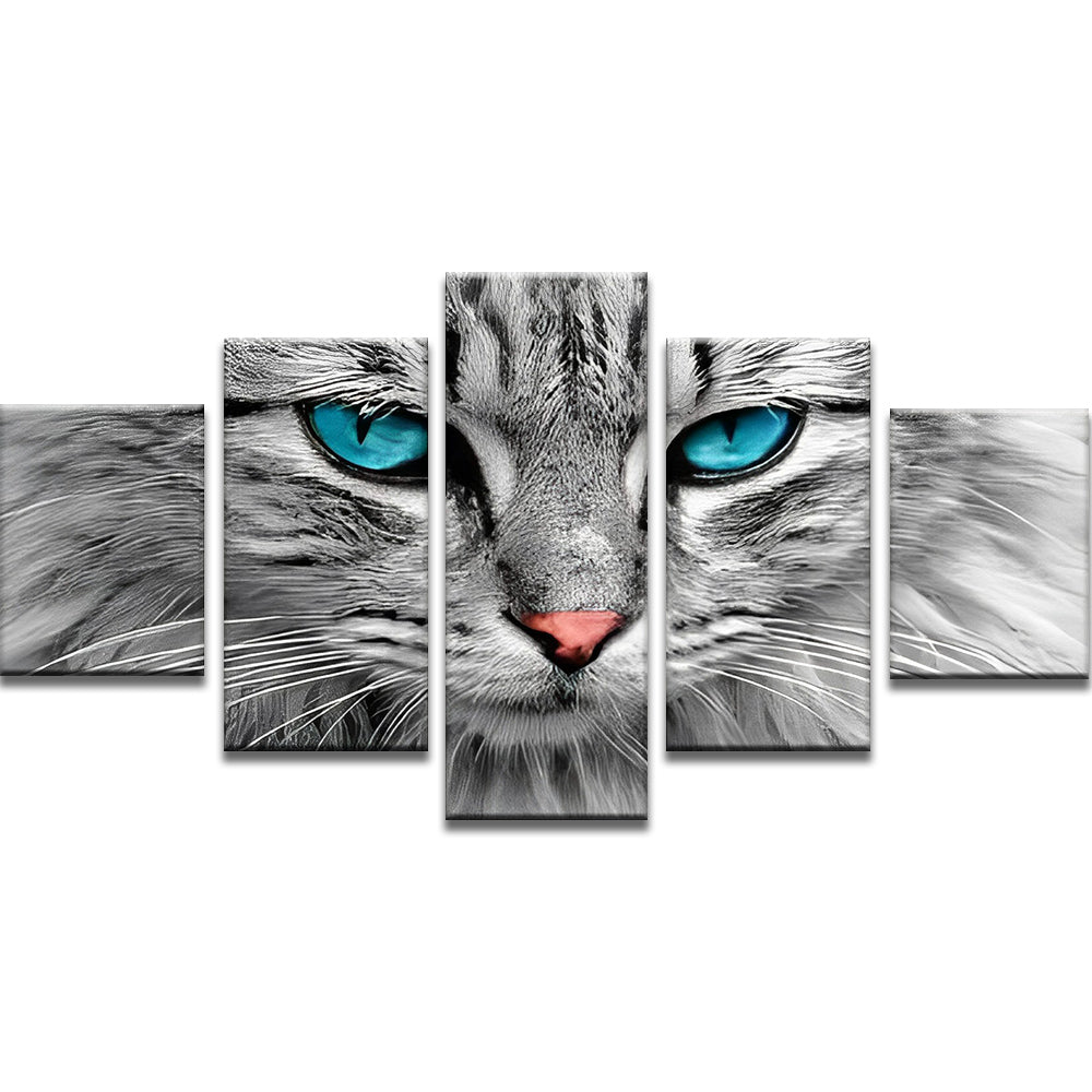Chaton Argenté aux Yeux Bleus 5 Partie Peinture par Numéros