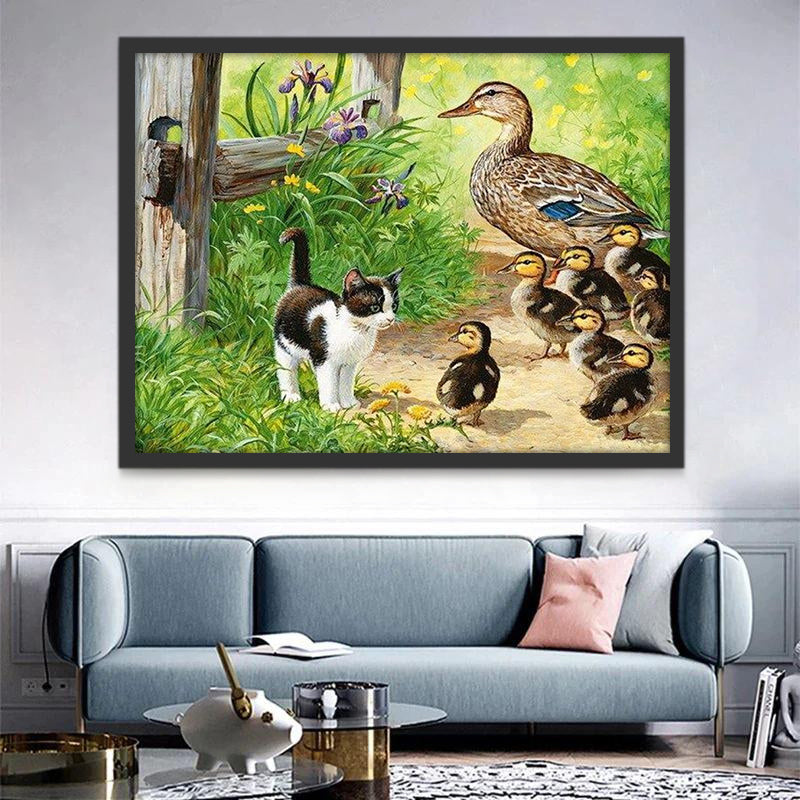 Chaton et Canards Peinture par Numéros