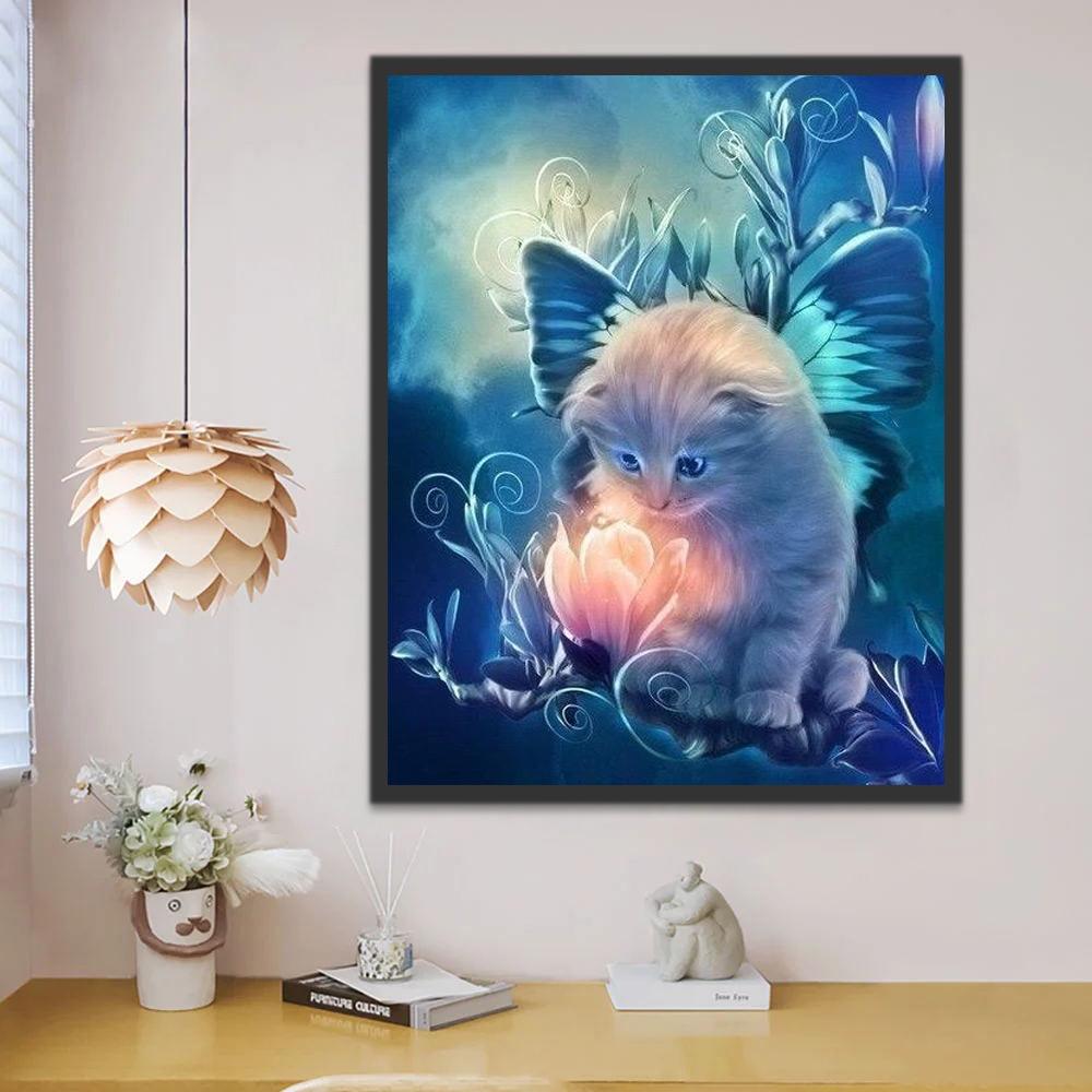 Chaton et Lotus Lumineux Peinture par Numéros