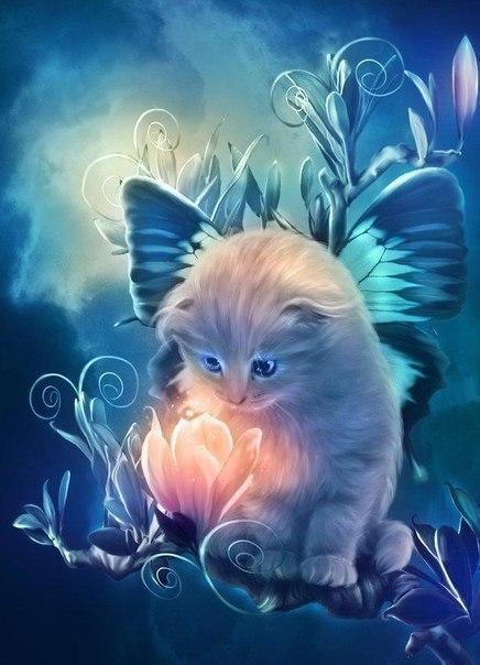 Chaton et Lotus Lumineux Peinture par Numéros