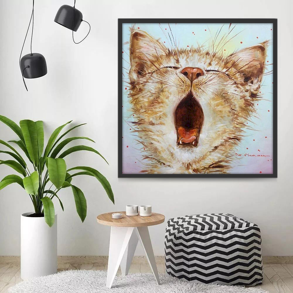 Chaton Orange Bâillant Peinture par Numéros