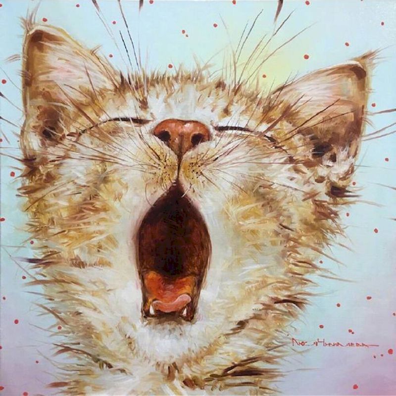 Chaton Orange Bâillant Peinture par Numéros