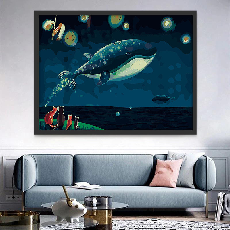 Chatons Regardant Baleine Peinture par Numéros