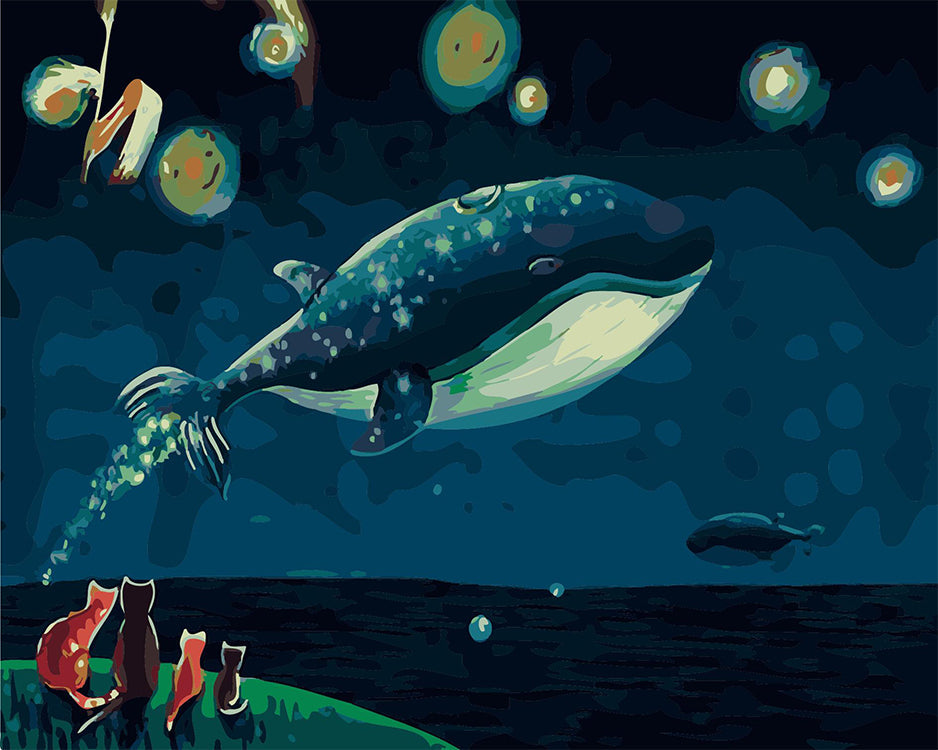 Chatons Regardant Baleine Peinture par Numéros