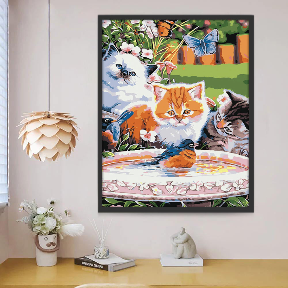 Chatons Regardant l'Oiseau Peinture par Numéros