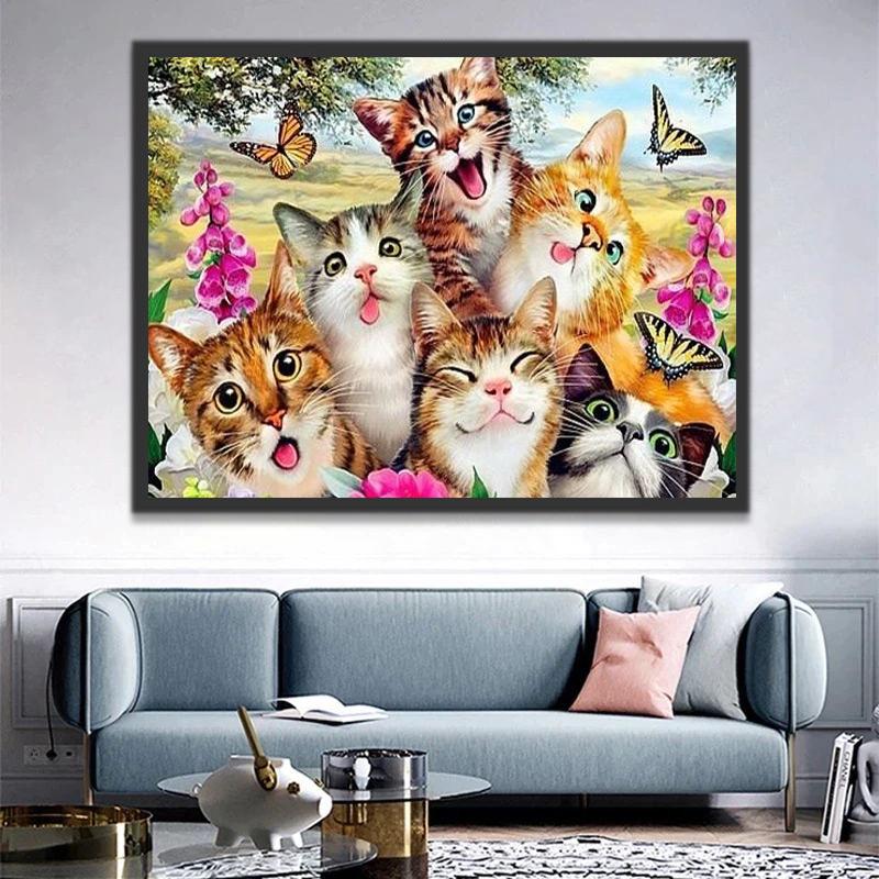 Chats Farceurs Prenant des Selfies Peinture par Numéros