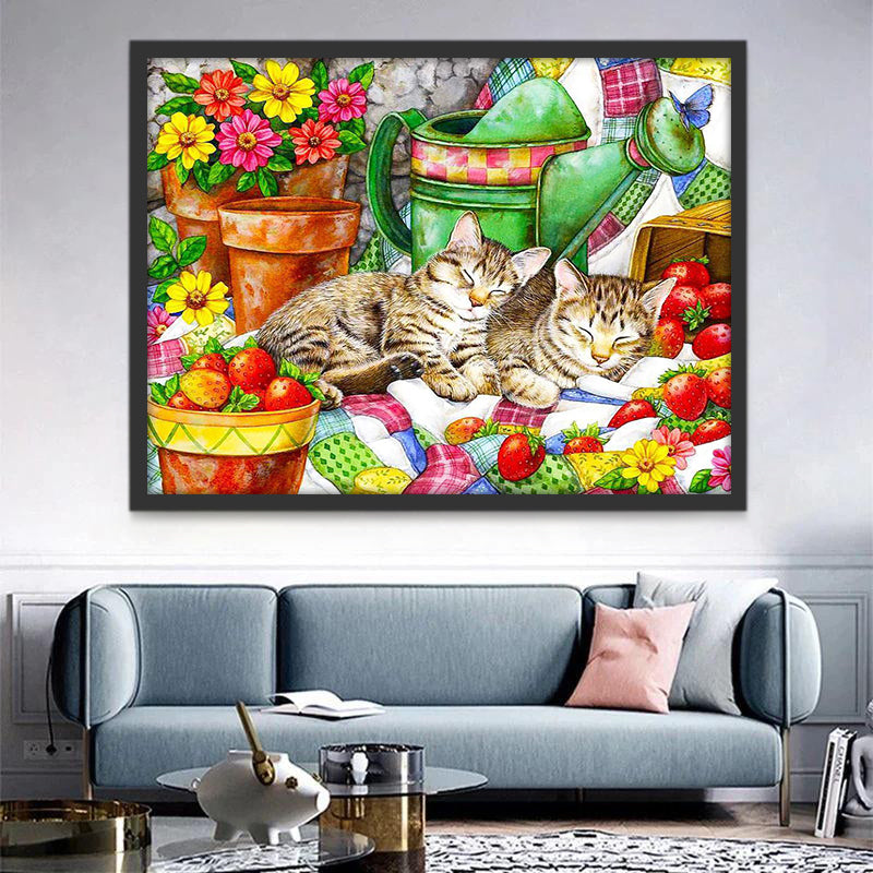 Chats Tigrés Endormis Peinture par Numéros