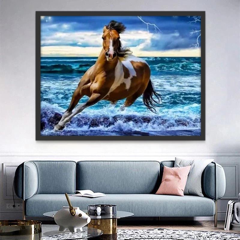 Cheval au Galop dans la Mer Peinture par Numéros