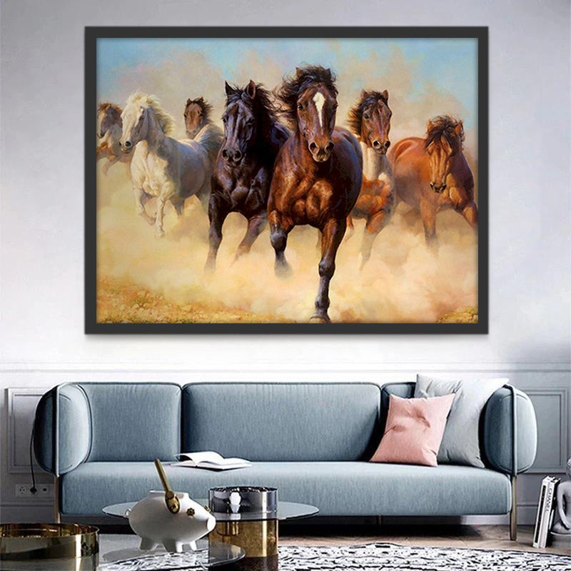 Cheval au Galop et les Poussières de Sable Peinture par Numéros