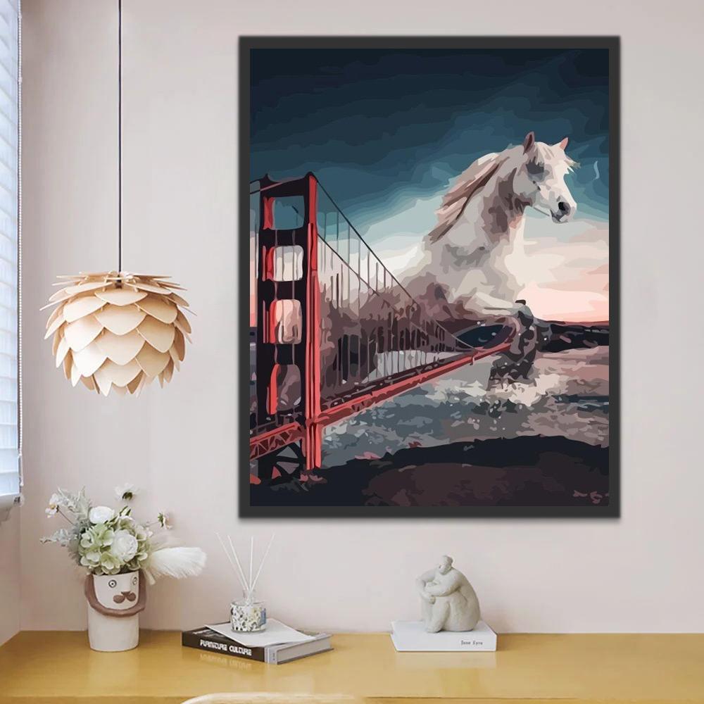 Cheval Blanc et le Grand Pont Peinture par Numéros