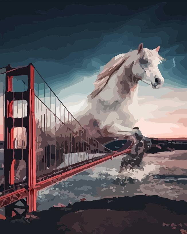 Cheval Blanc et le Grand Pont Peinture par Numéros