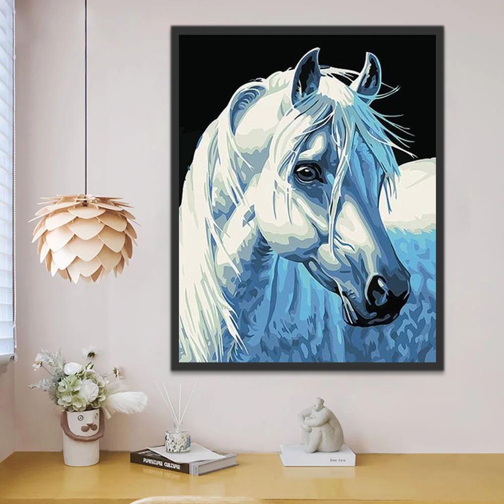 Cheval Blanc Joli Peinture par Numéros