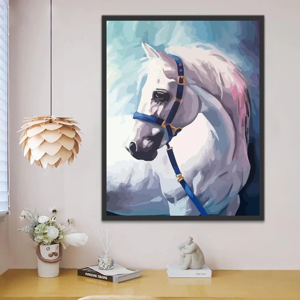 Cheval Blanc Triste Peinture par Numéros
