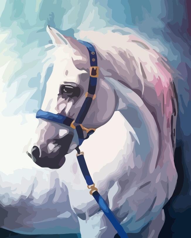 Cheval Blanc Triste Peinture par Numéros