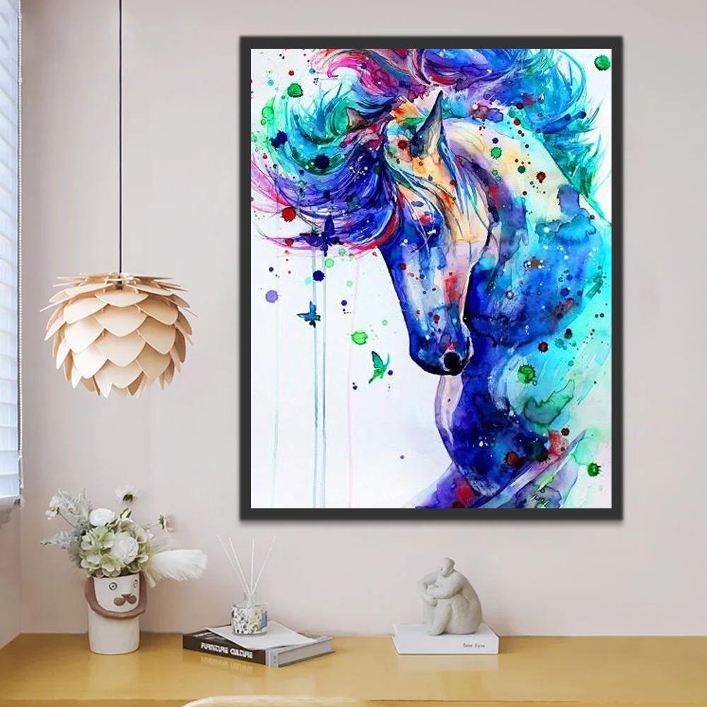 Cheval Bleu Peinture par Numéros